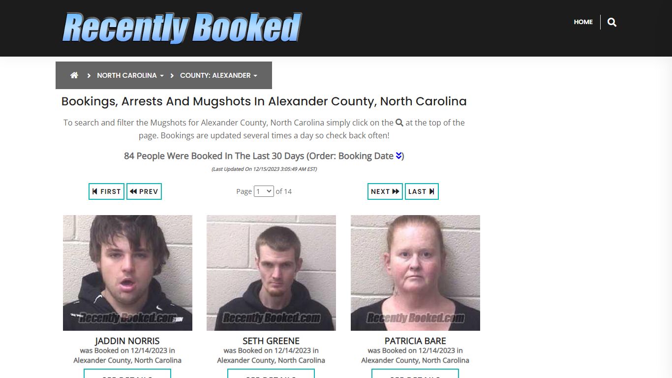 Bookings, Arrests and Mugshots in Alexander County, North Carolina